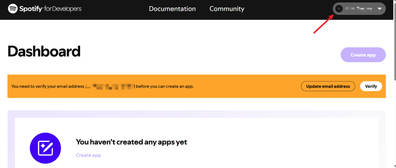 Spotify Developer Dashboard Login