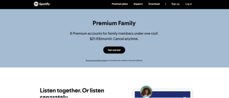 spotify premium for family price