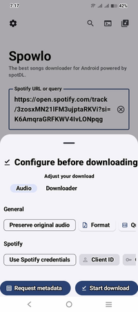 Spowlo Customise Download Settings