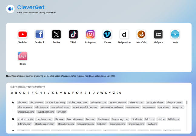 Supported Platforms of Cleverget Video Downloader