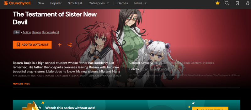 The Testament of Sister New Devil Anime on Crunchyroll