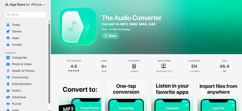 The Audio Converter Ios App Audio Conversion Screen