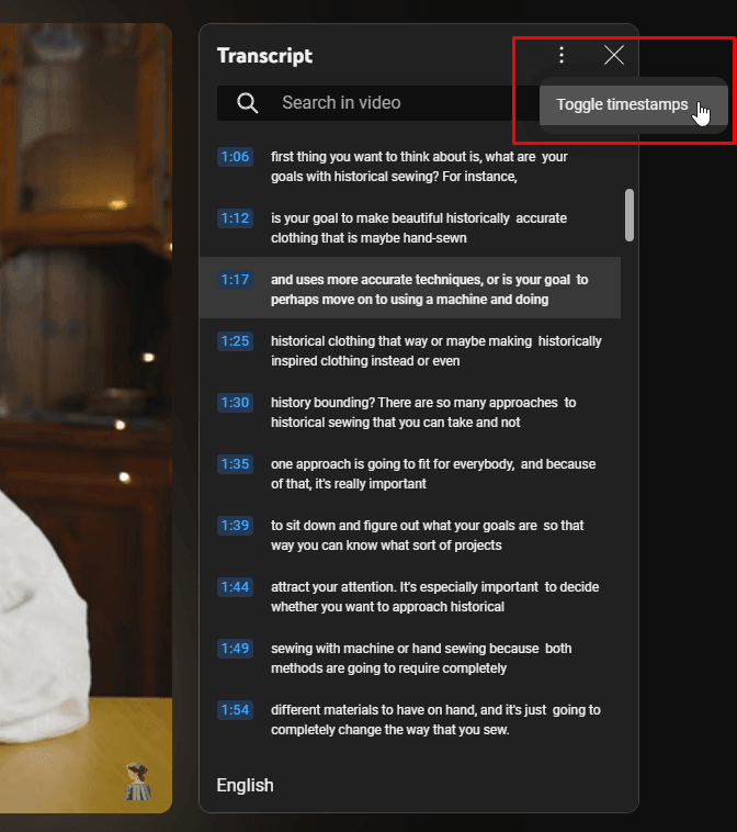 Toggle Timestamp Option to Download YouTube Captions