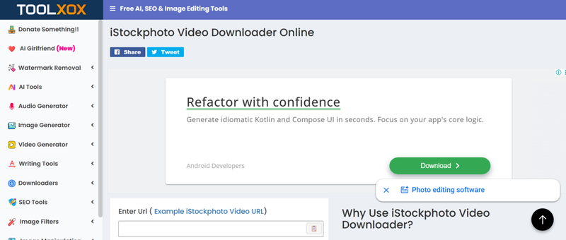 Toolxox Istock Video Downloader Page