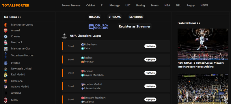 Totalsportek Website