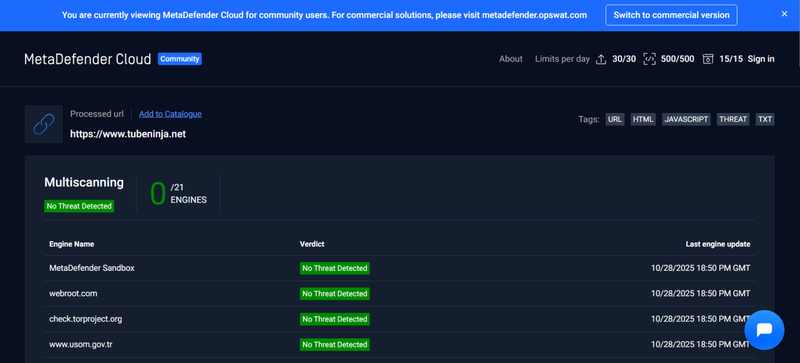 Metadefender Cloud Scan Result