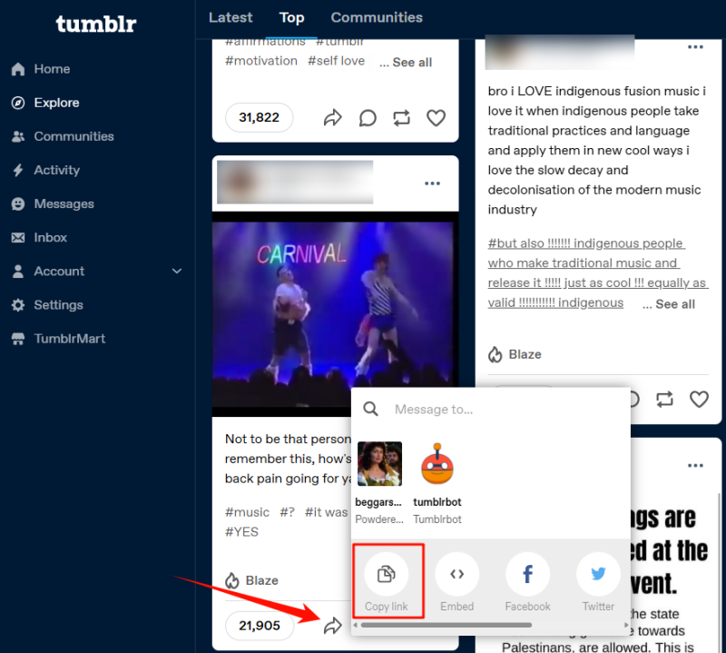 tumblr copy url