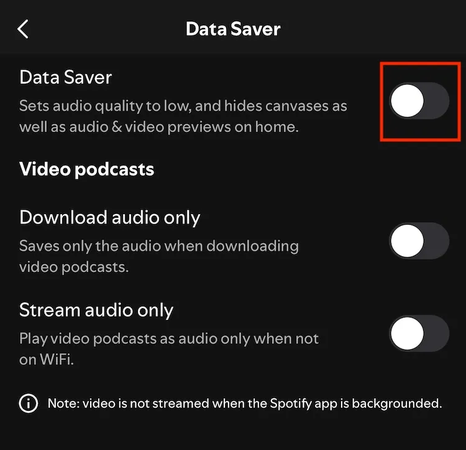 Turn Off Data Saver Mode