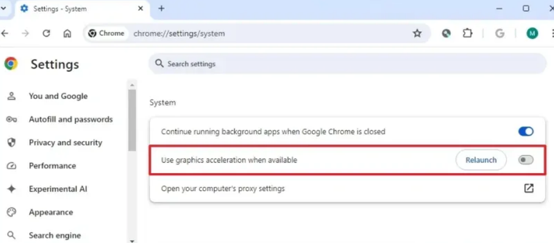 Turn Off Hardware Acceleration
