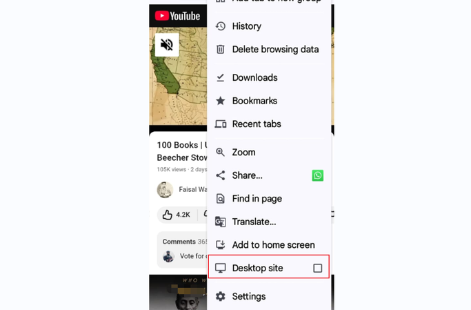 Turn on the Desktop Site