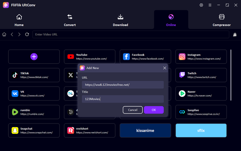 Paste 123movies Movie Link into Ultconv Downloader