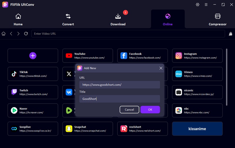 Paste Goodshort Video Link into Ultconv