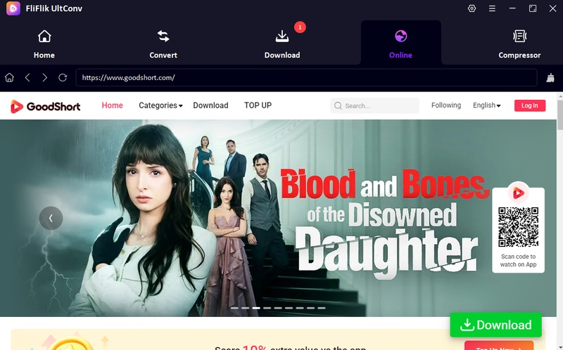 Browse Goodshort Videos in Ultconv Browser