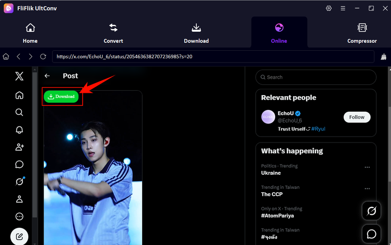 Ultconv Choose and Download Twitter Video