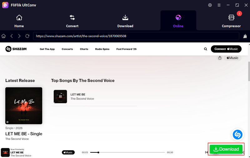 Click Download Music Button Shazam