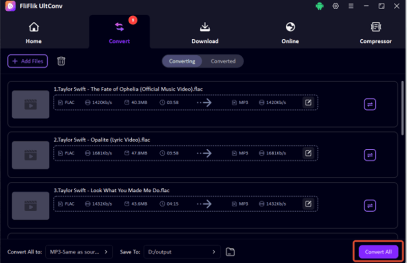 converting flac to mp3 in ultconv