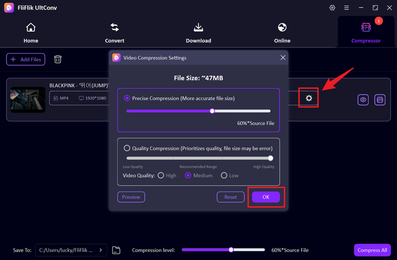 Ultconv Customize Compression Settings