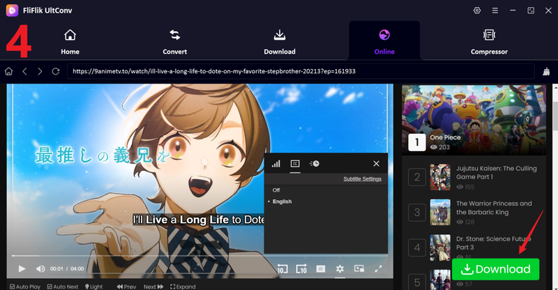 Click Download Button to Download 9anime Anime