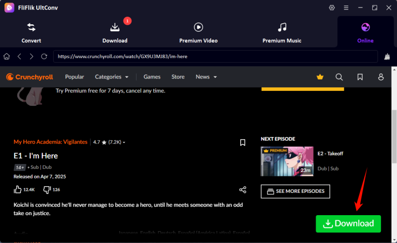 ultconv download crunchyroll video