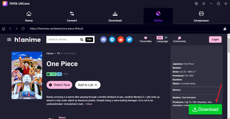 Click Download Button for Hianime Movie in Ultconv