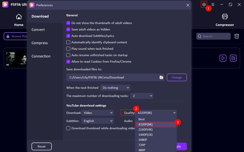 Ultconv Download Settings