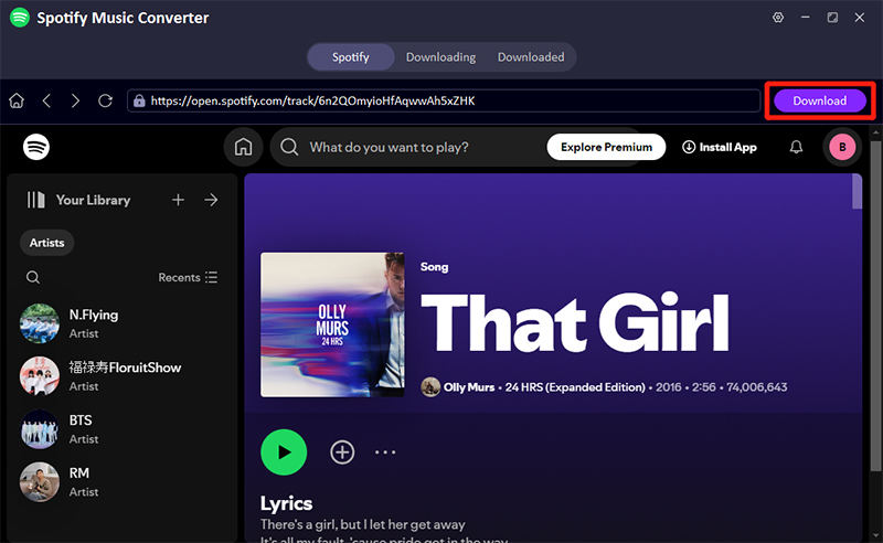 Select Track or Playlist Click Download