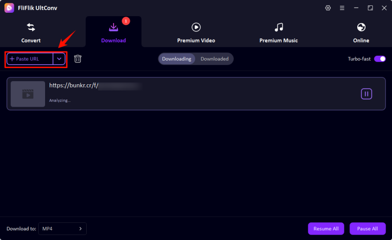 ultconv downloading bunkr video