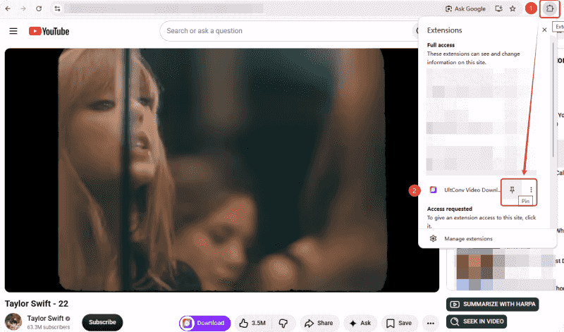 click ultconv extension download button