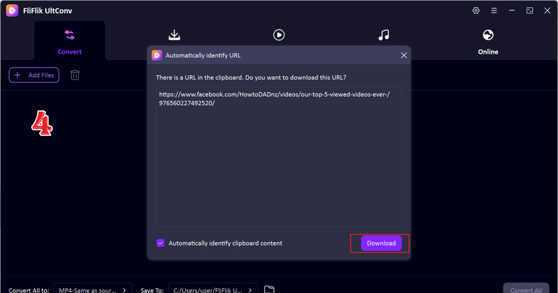 Ultconv Facebook Video Auto Detection