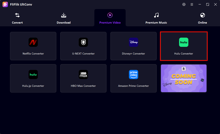 Open Hulu Converter in Ultconv