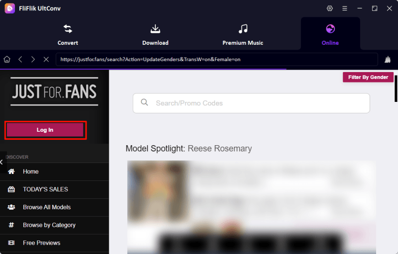 login to justforfans