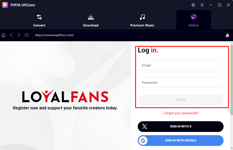 login to loyalfans