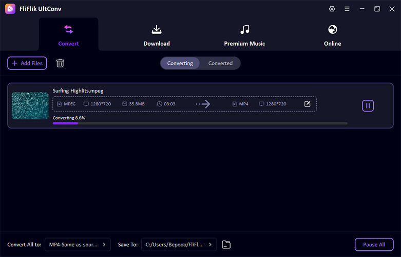 UltConv 변환된 파일 저장