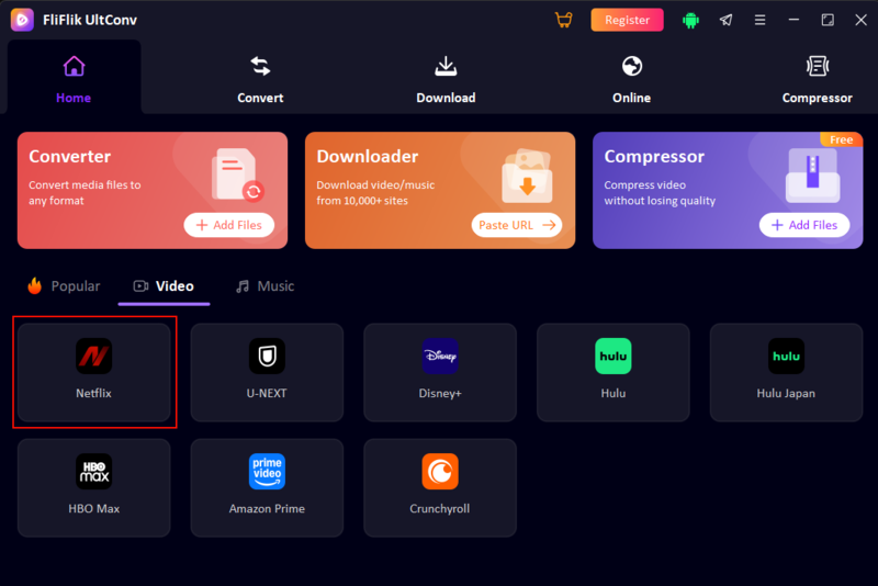 Ultconv Netflix Downloader Main Interface