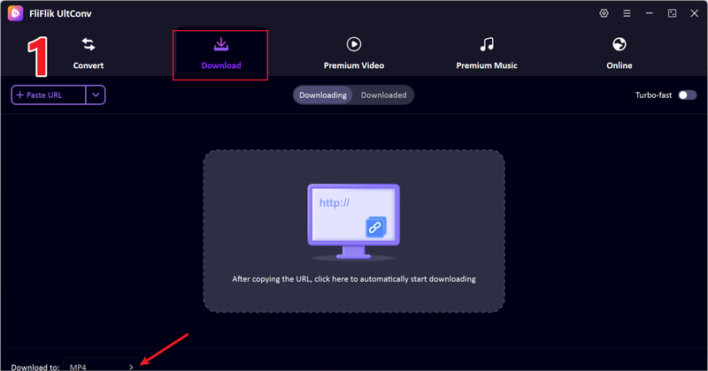 open ultconv download to option