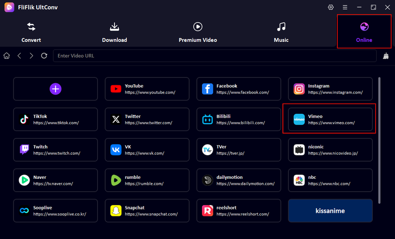 Open Vimeo Inside Ultconv Built in Browser