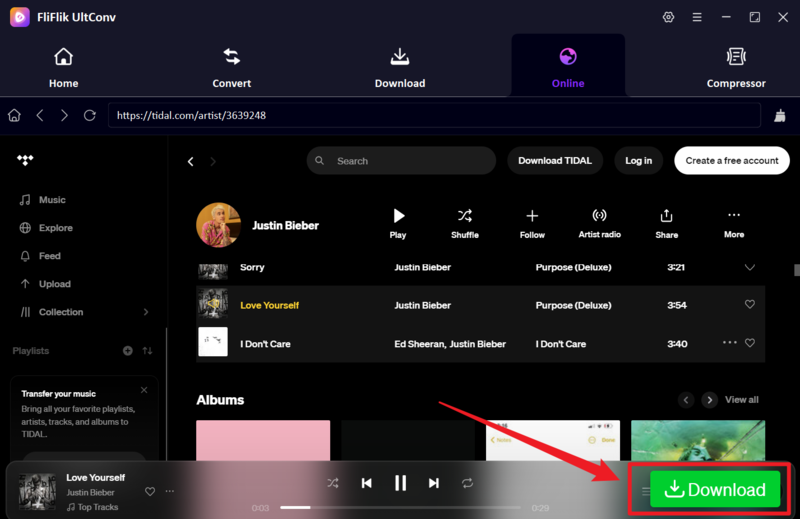 Click Download Button for Tidal Music