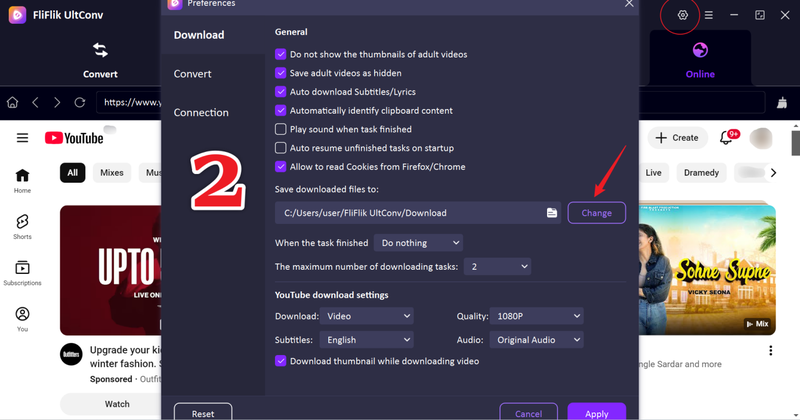 Select Download Folder Ultconv