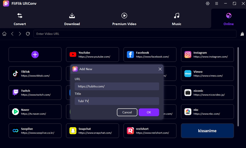 Add Tubi Tv to Ultconv
