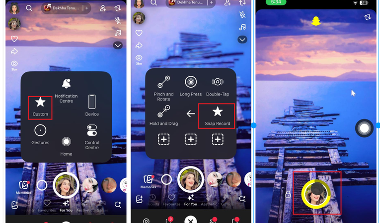 Use Custom Gesture to Record Hands Free Snapchat