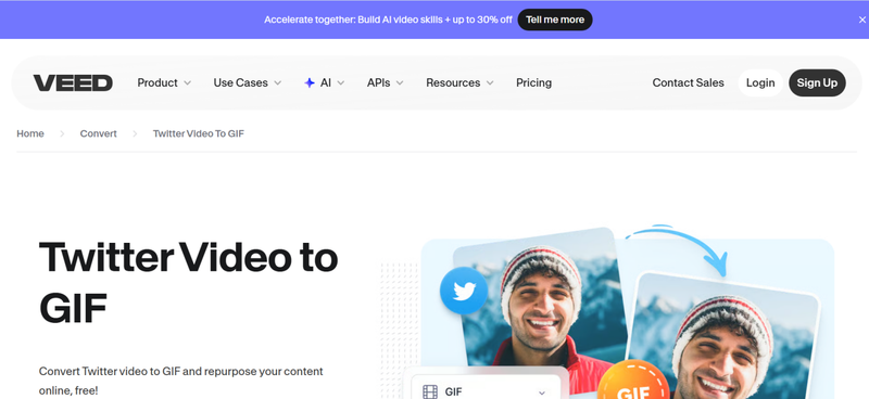 Veed Online Tool to Convert Twitter Video to Gif