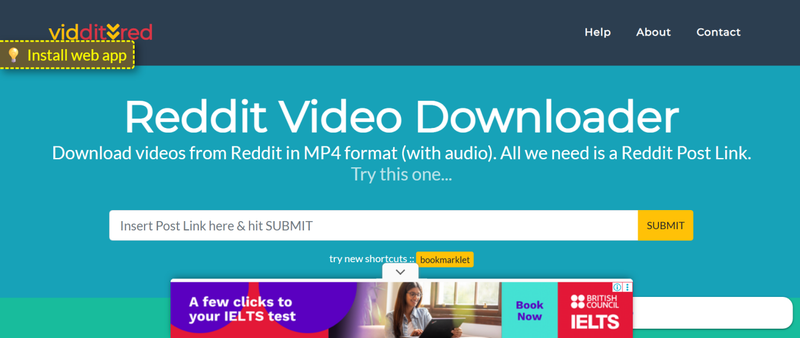 Viddit Red Reddit Video Downloader Page