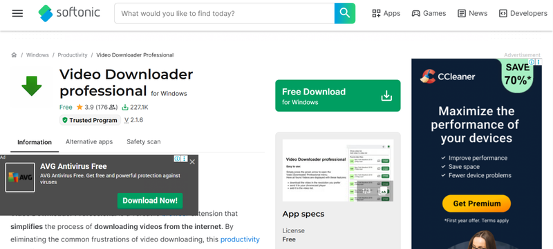 Video Downloader Professional Interface