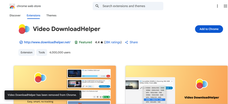Video Downloadhelper Chrome Addon