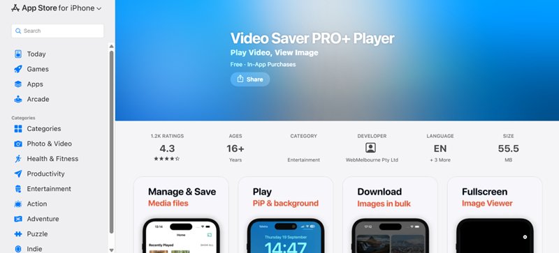 Video Saver Pro Plus Player App
