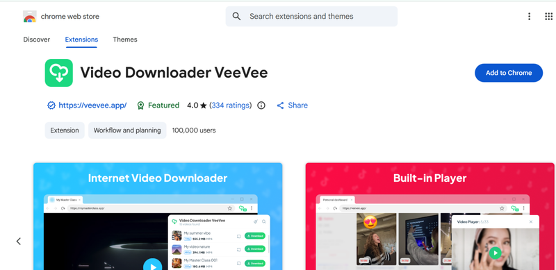 Use Videodownloader Veeve Chrome Extension