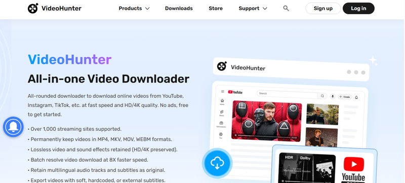 Videohunter Video Downloader Interface