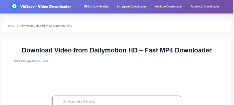 Vidsave Dailymotion Downloader Online
