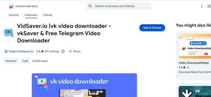 Vidsaver Extension Downloading Vk Video