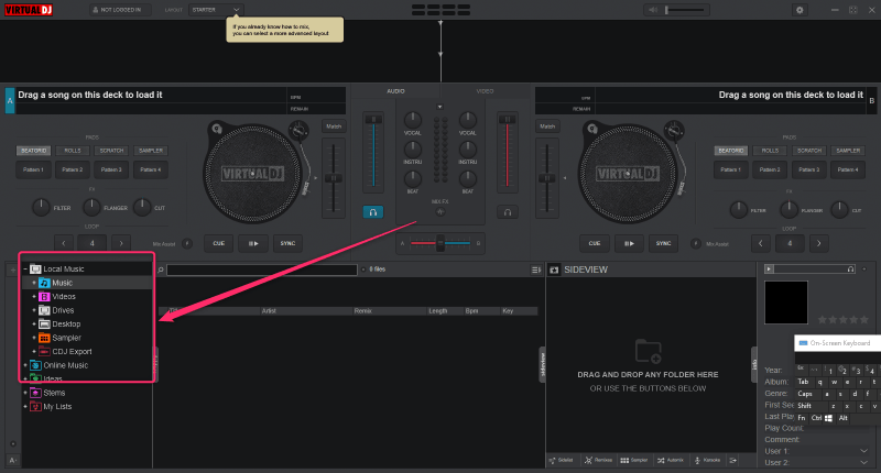 virtual dj play songs